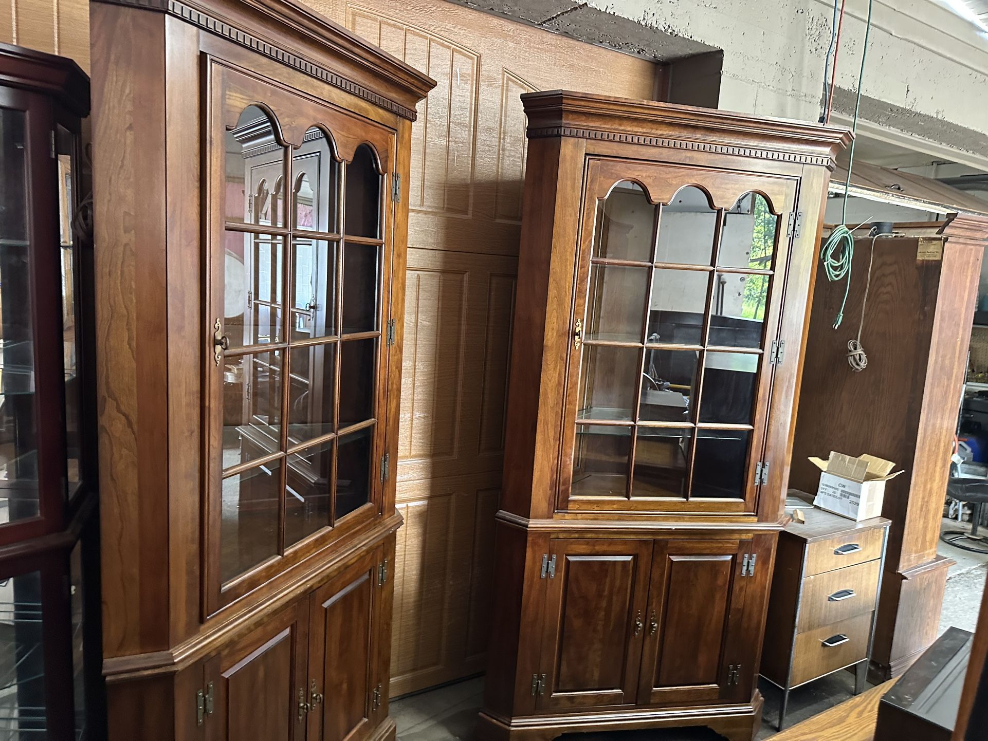 Pair Of Large Corner Cupboards Display Hutches