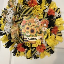 Sunflower And daisies Wreath