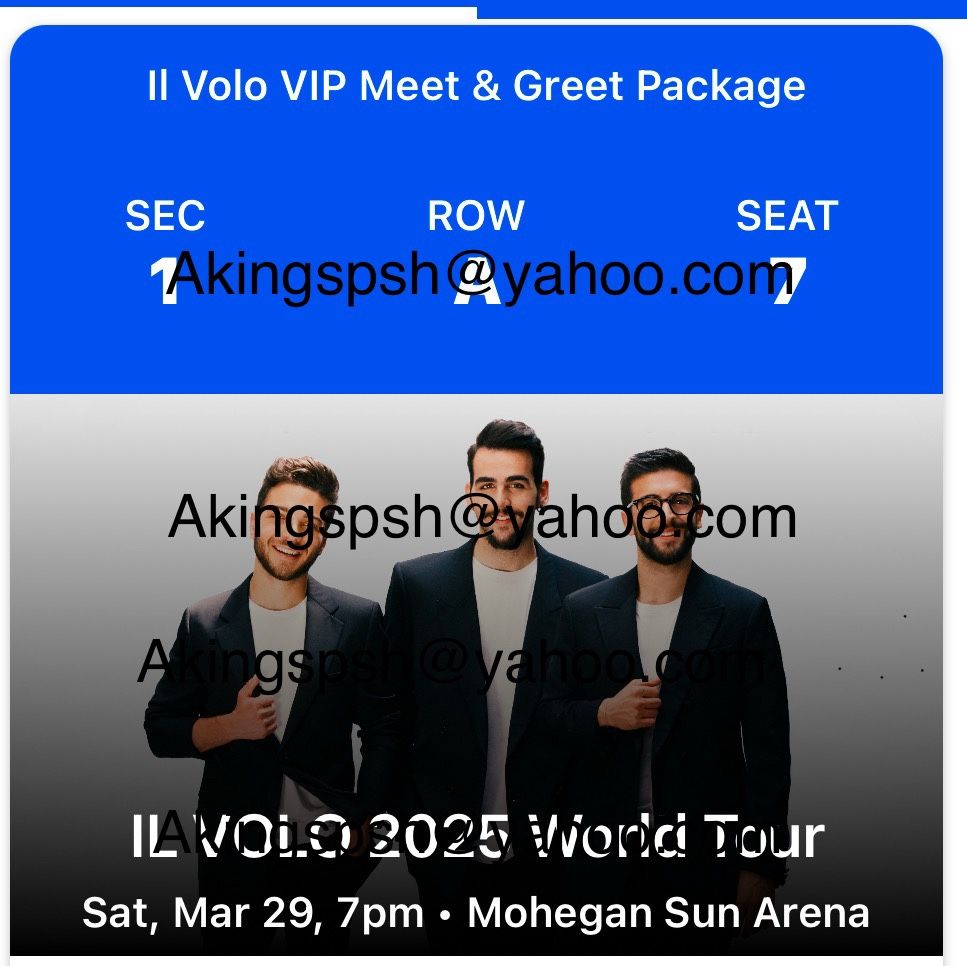 Il Volo VIP Meet & Greet Concert Ticket Mohegan Sun March 29th 7pm