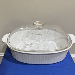 Corning French White 4 Quart Roaster Casserole
