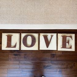 "LOVE" Metal and Wood Wall Hanging Art