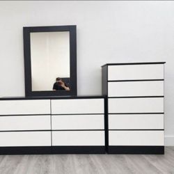 DRESSER WITH MIRROR AND CHEST  ( CÓMODA CON ESPEJO Y GAVETERO)