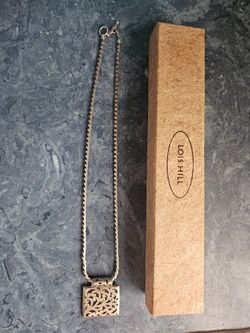 Lois Hill Rectangular Baroque Swirl Sterling Silver Pendant 