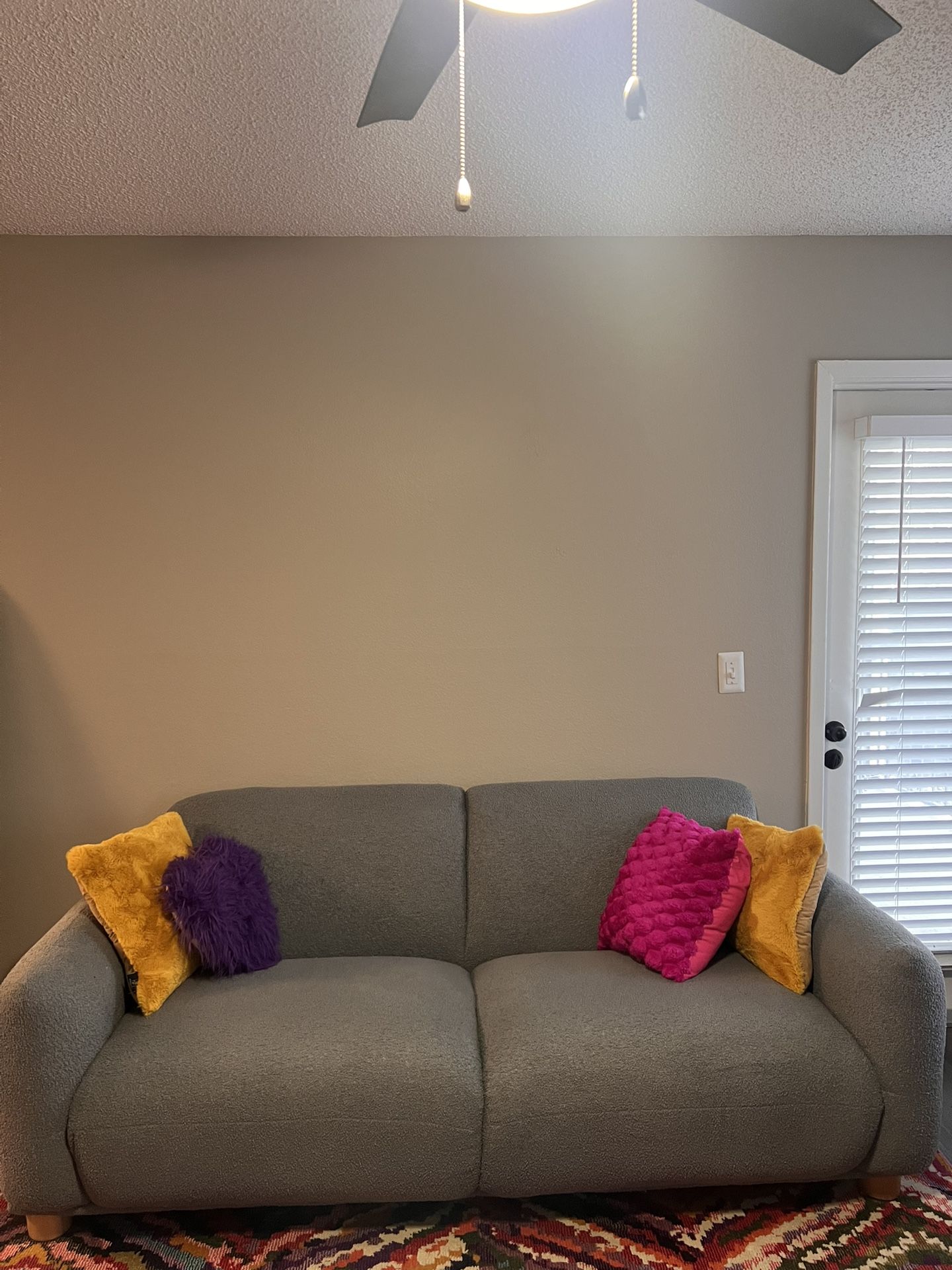 Boucle loveseat and chair