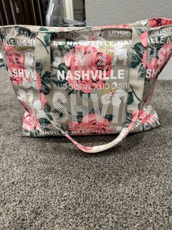 Nashville Music City Floral Canvas Tote Bag