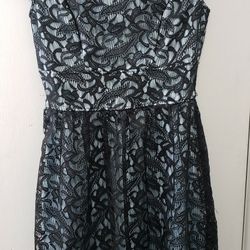 Light blue With Black Lace Dress