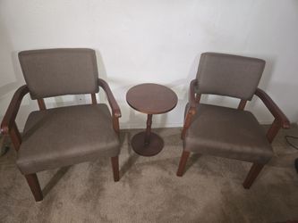 FAGAGA Mid-Century Modern Accent Chair Set of 2 with Matching Table (Brown) – $25