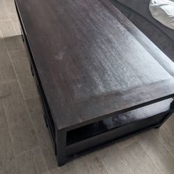 Large Rectangular Espresso Coffee Table with Drawers