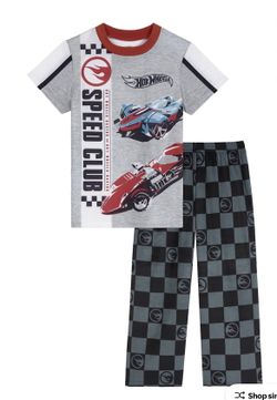 Hot Wheels Boys Short Sleeve Top and Sleep Pants Pajama Set, 2-Piece, Sizes 6-7
