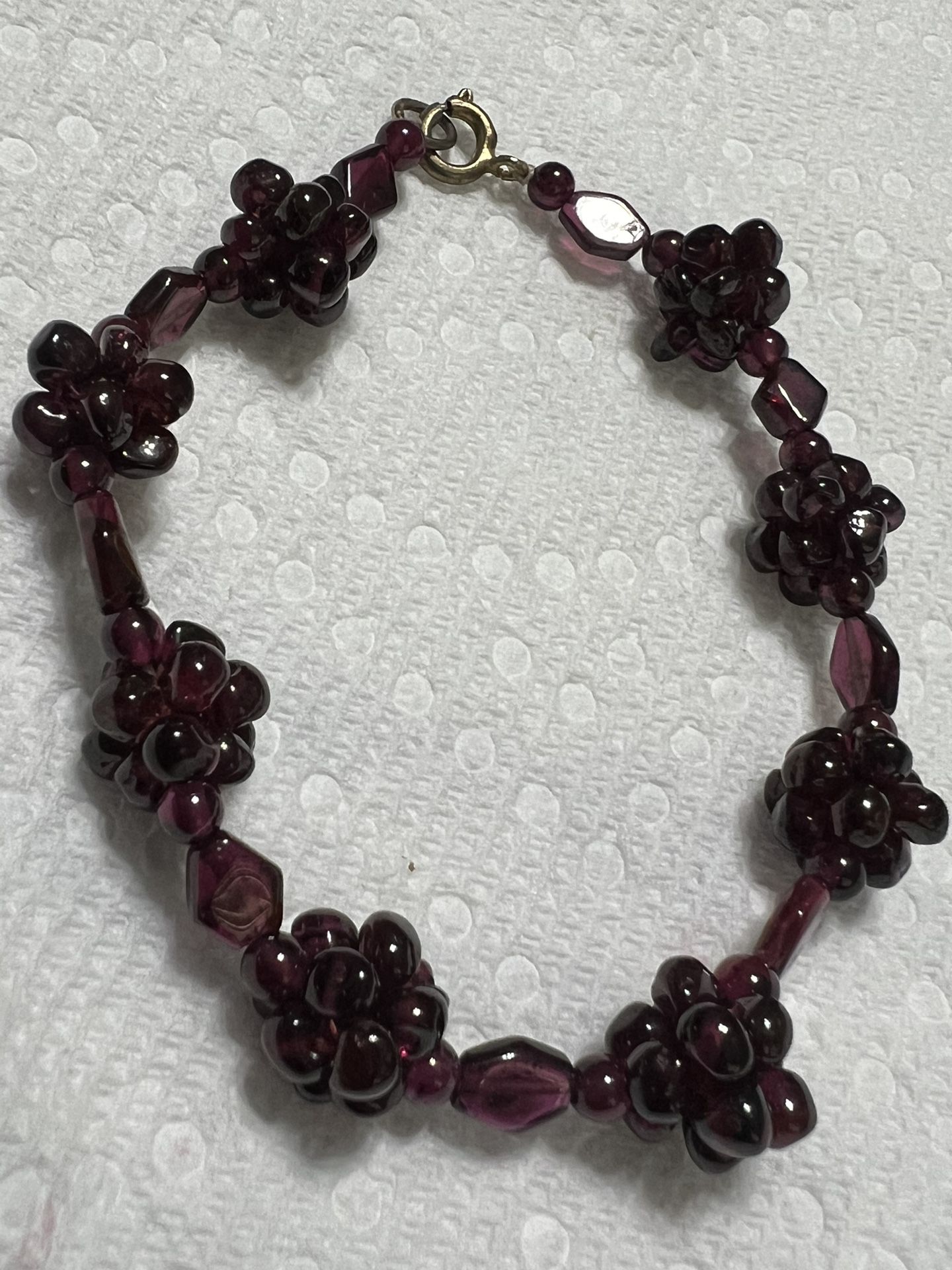 Vintage Real Natural Garnet Beads Bracelet 