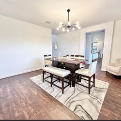 Dark Wood Dining Table With 4 Chairs And Bench