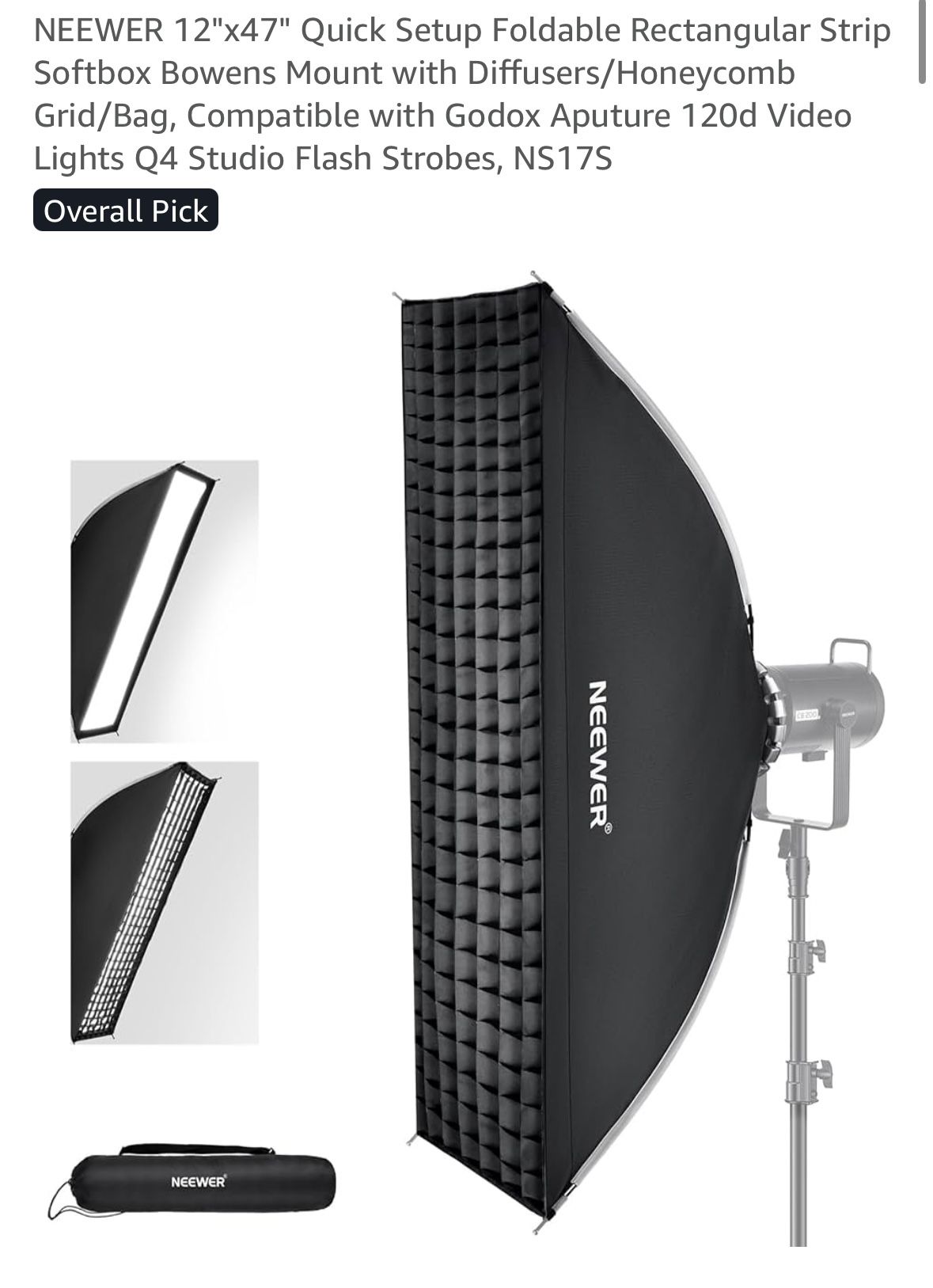 Neweer 12x47” Quick Setup Softbox (new!)