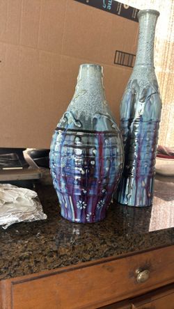 Decorative Vases. Blue Shades