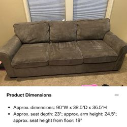 Greyish brown couch & loveseat