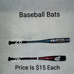 2 Baseball Bats Of Various Sizes (Price Is $15 Each)