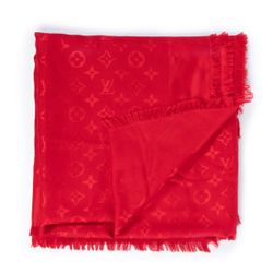 Louis Vuitton Châle Monogram Silk Stole Shawl in Red Apple