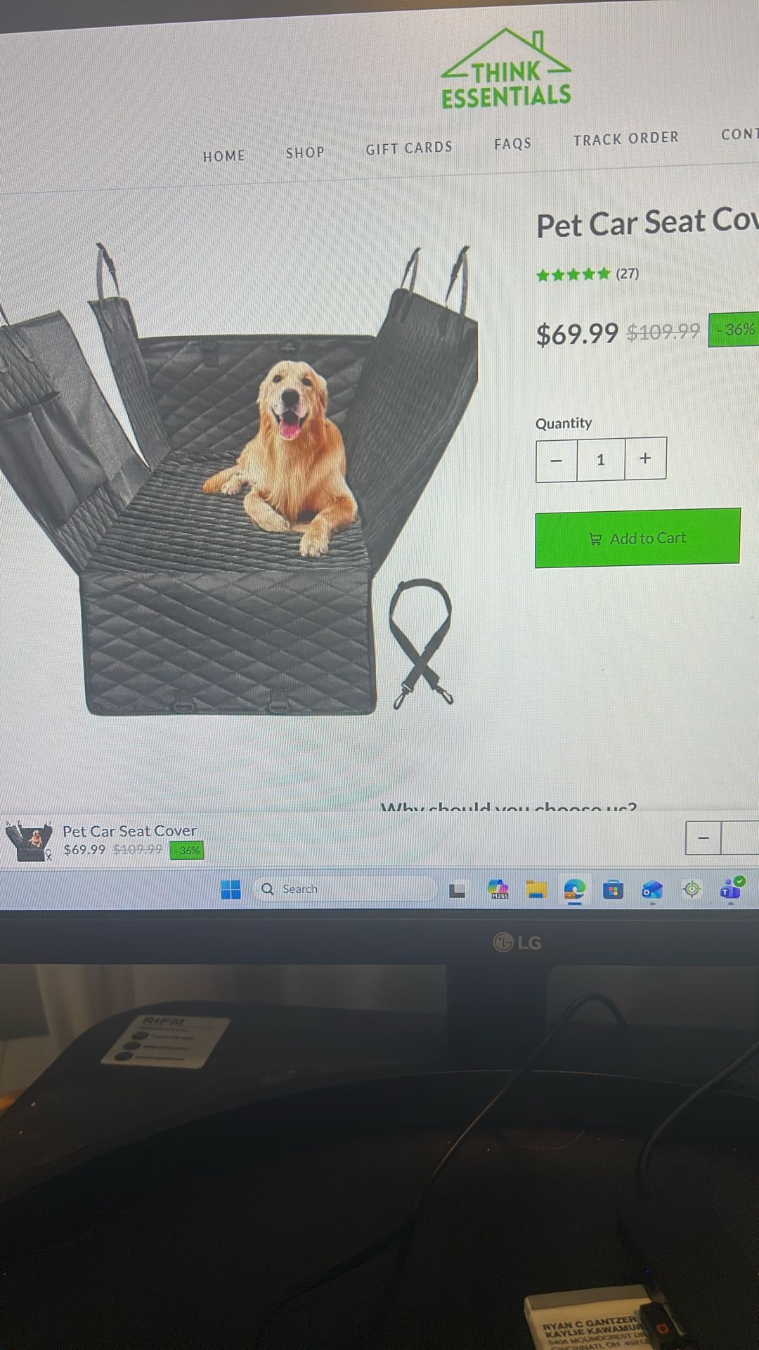 Pet Car Seat Cover 