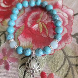 Natural Stone Bracelet Yoga Healing Luminous Glow In The Dark Bracelet Lotus Charm Beads Bracelet