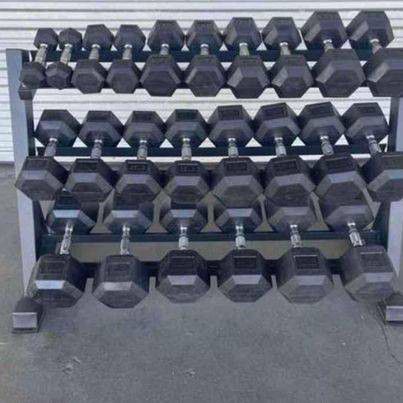 New 5-50LB Rubber Hex Dumbbell Set - Free Delivery -$700