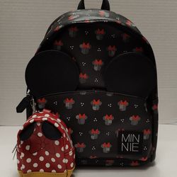 Disney Minnie Mouse Ears DANI By Danielle Nicole Black Red Purse Backpack & Mini