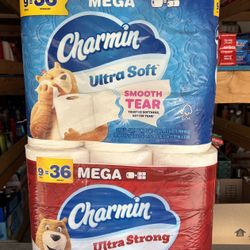 Charmin Toilet paper 9 =  36 Mega (2 for $20