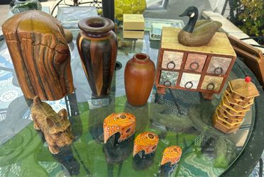 Wooden jewelry boxes & vases