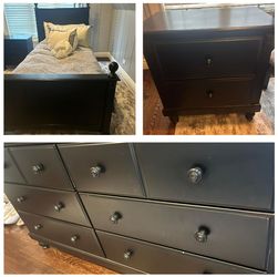 3 piece twin size bedroom set with nightstand and dresser