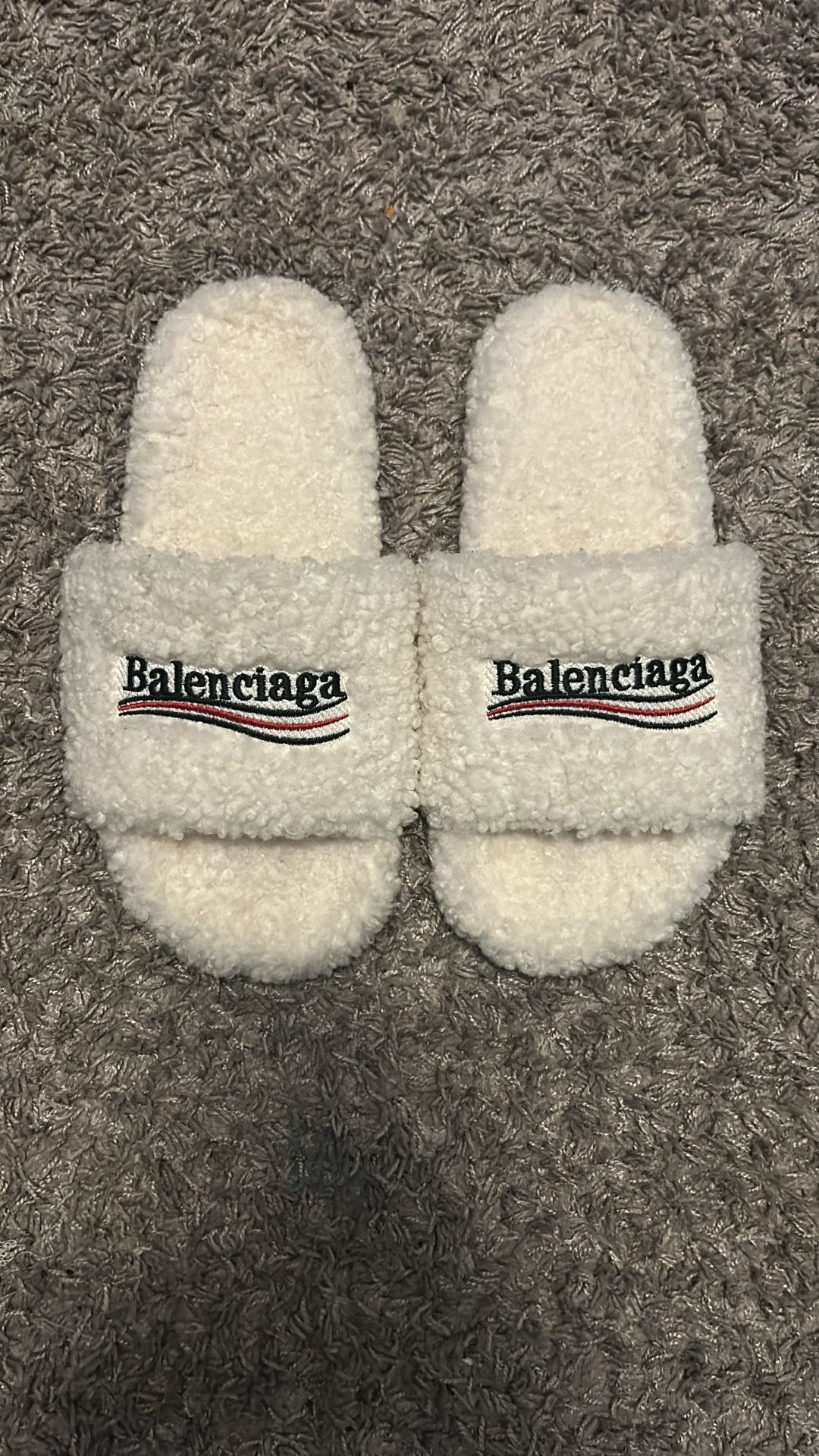 White balenciaga slides