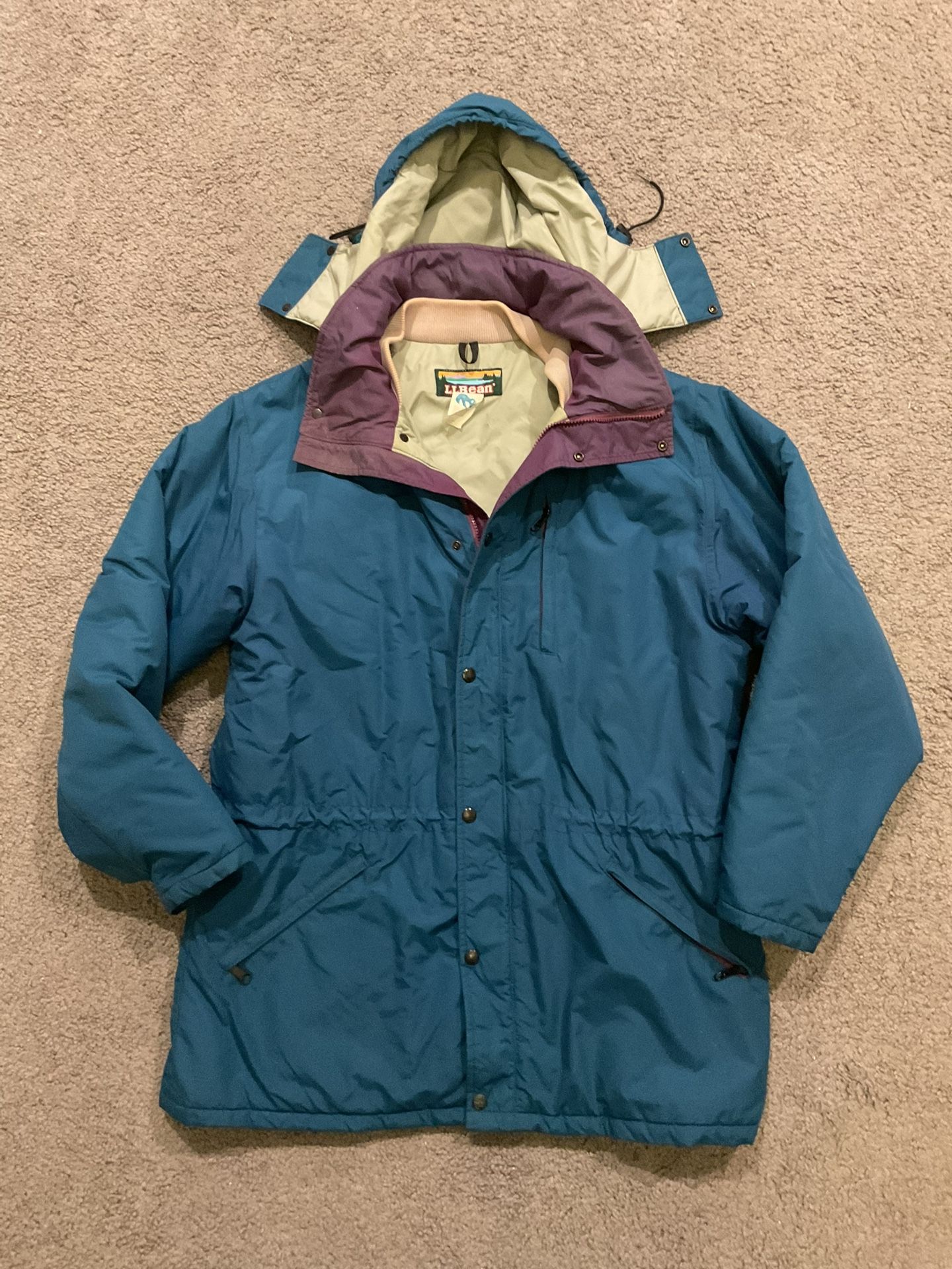 LL Bean Penobscot Vintage Parka Vintage Blue Hooded Jacket Coat Y2K
