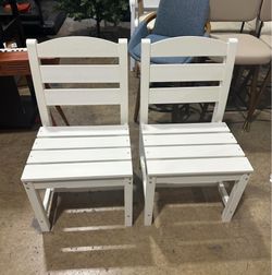 SERWALL Armless Outdoor Dining Chair Set of 2, All Weather Resistant, White