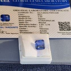 Natural Tanzanite Gemstone Square Ggl Certificate Included 