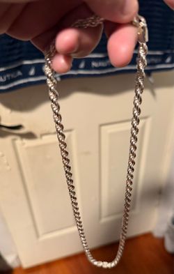 Real Solid Sterling Silver Diamond Cut Rope Chain Mens Necklace width 6mm length 24inch