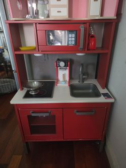 IKEA DUKTIG Red Wooden Play Kitchen