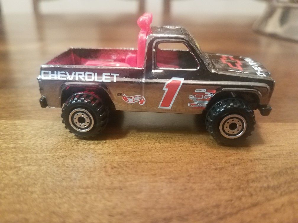 HOT WHEELS 1977 CHEVROLET CHEVY SILVER CHROME PICKUP TRUCK #1 - excellent CONDITION