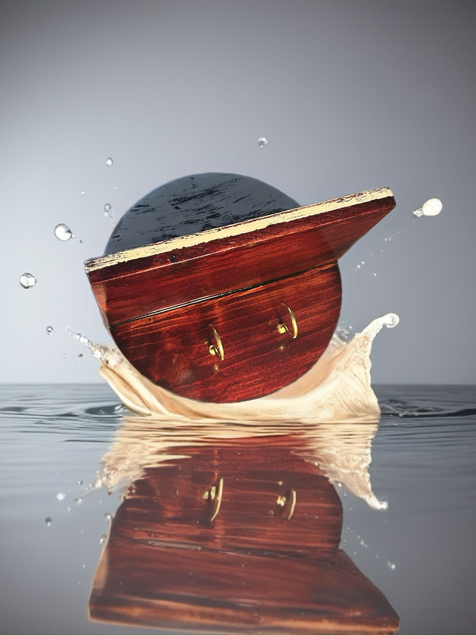 Solid Rustic Wooden Key Holder Entryway Decor Shelf Small Plant Holder Stained Wood Handmade Hand Painted and Sanded Wood