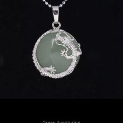 Green Aventurine Stone Dragon Pendant 