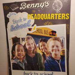 "Back To School" Bennys Double Sided Window Poster