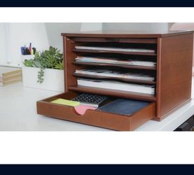 Victor Heritage Desktop Organizer, 9.4" x 13.3" x 10.5", Natural