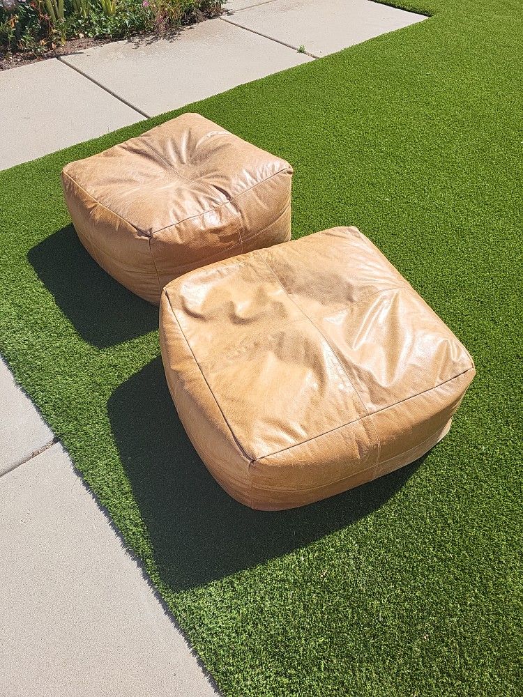 Boho Faux Leather Ottomans 