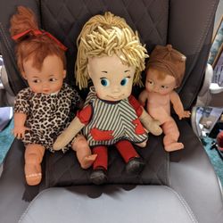 Vintage 2 Pebbles Dolls, 1 Belle Doll