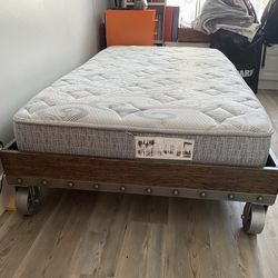 Twin Size Bed Heavy Duty Industrial Metal Platform Frame on Casters