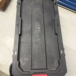 Husky 45 Gal. Latch and Stack Tote with Wheels in Black