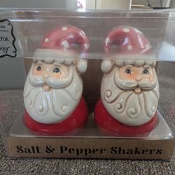 Johanna Parker Red Santa Salt & Pepper Shakers NIP