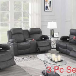 3 Pc Recliner Sofa Set