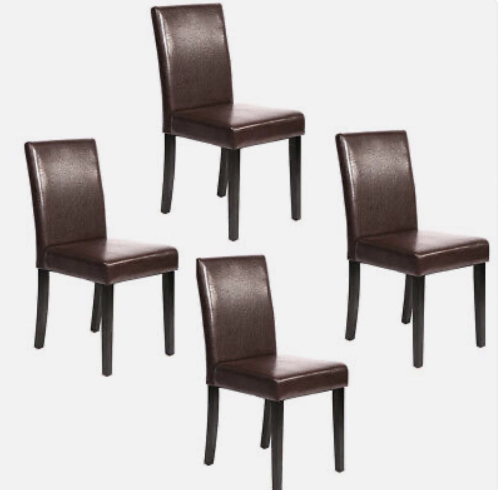 PU Leather Contemporary Elegant Design Dining Chairs Home Room - Brown $80/set of 4