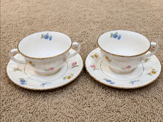 Vintage Pope-Gosser Pinafore Teacup & Saucer Sets – Set of 2