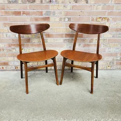 Pair Of Mid Century Modern RWAY Walnut Side Chairs Vintage