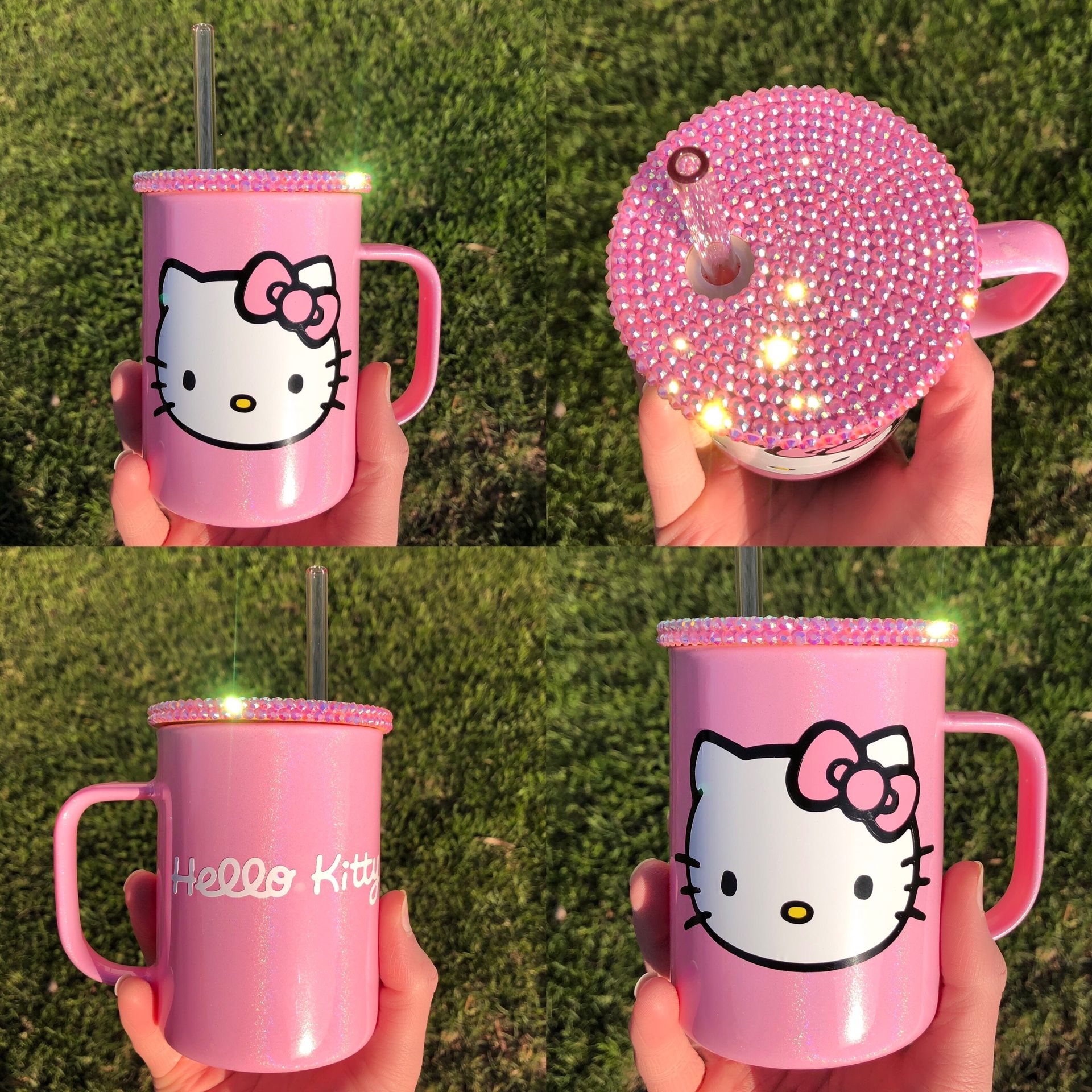 New Hello Kitty Pink Glass Cup