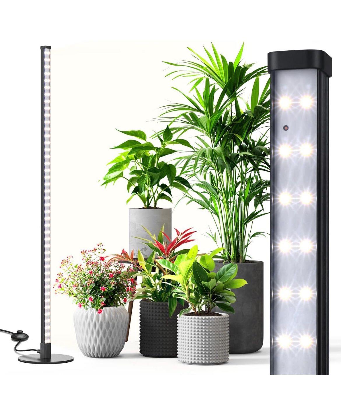 Tall Grow Lights 4FT for Indoor Plants with Stand, 120 LEDs Full Spectrum Vertical Standing Floor Plant Grow Light, 5000K Wide Illumination Area Grow