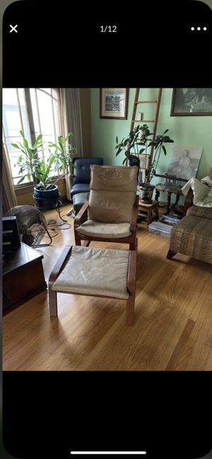 Vintage Midcentury Ikea Poang Chair And Ottoman Circa 1970 S For